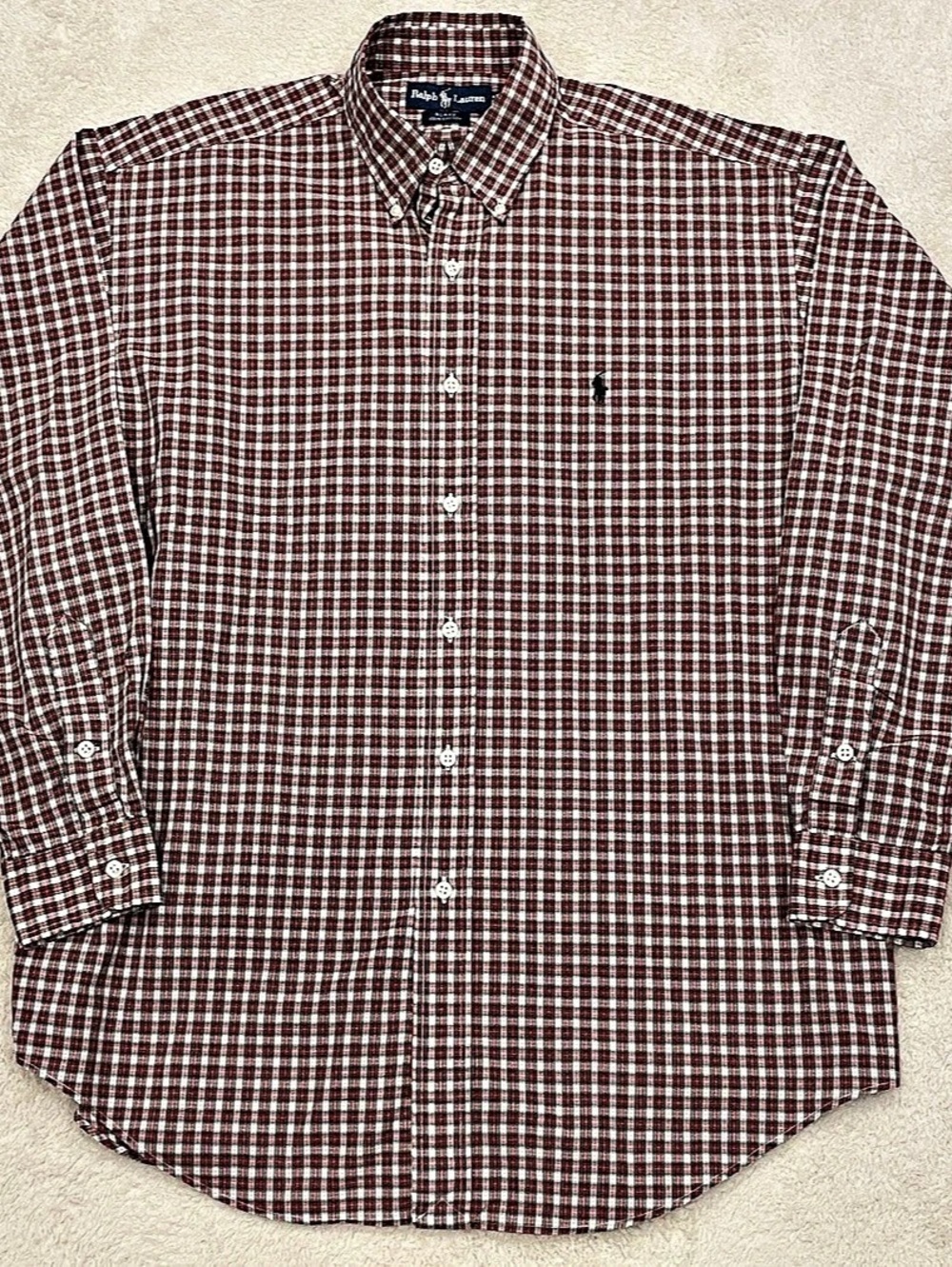 Ralph Lauren Blake Plaid Cotton Button Down in Brown & Red Medium Like New